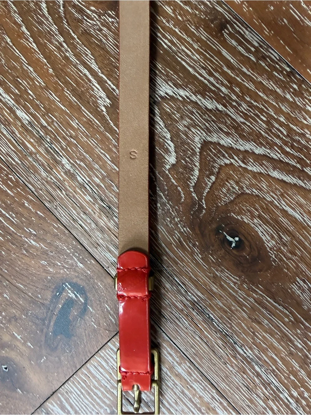 J. Crew Red Patent Leather Skinny Belt / Size Small - Picture 7 of 9